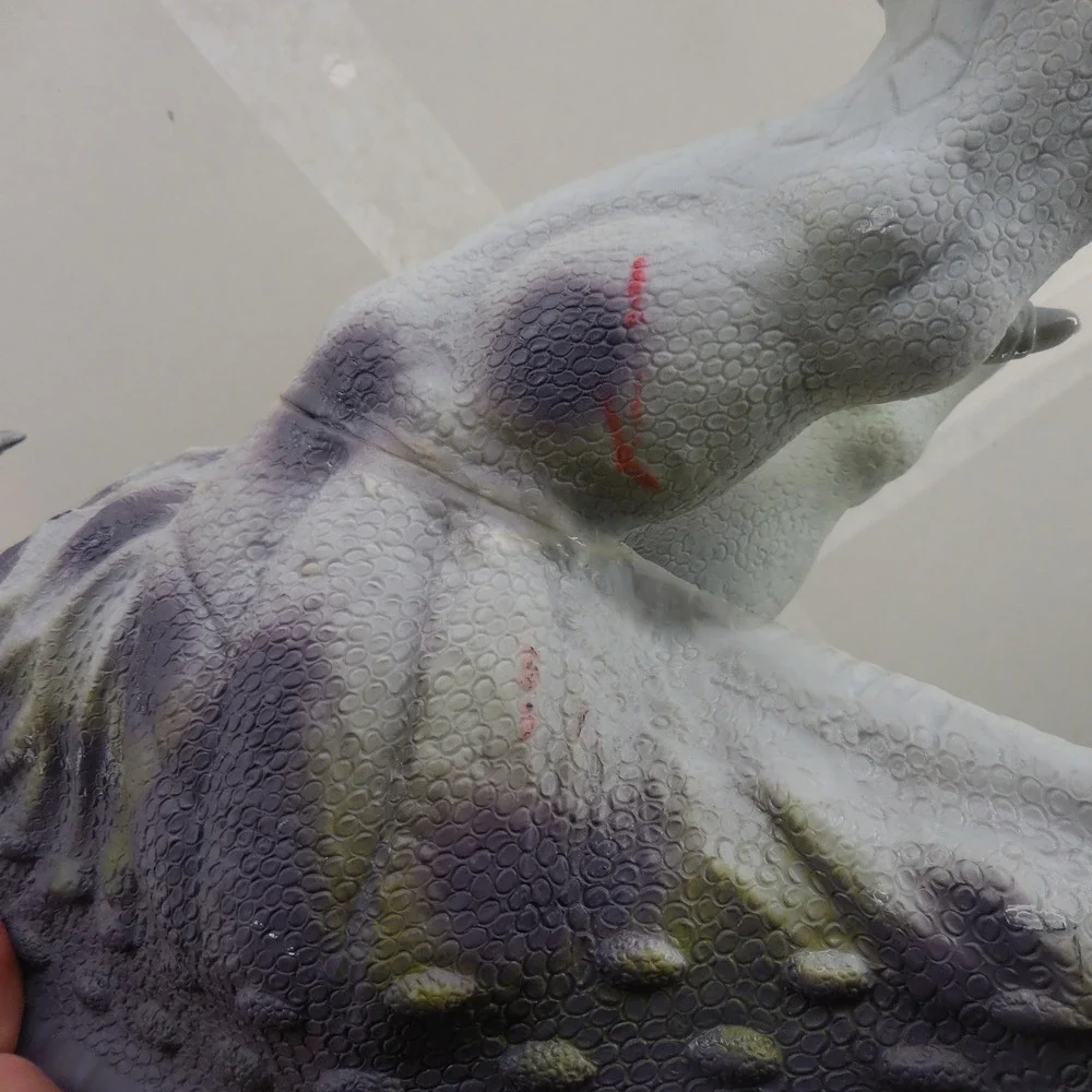 Toys R Us Large 28 Long T-Rex Dinosaur Figure Purple Green Soft Rubber T1817